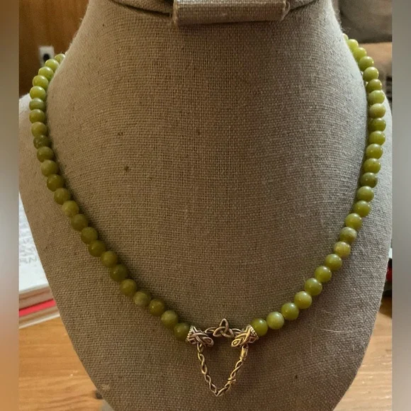 Connemara Marble:Genuine Connemara Marble beaded Celtic necklace sterling charm - Picture 1 of 9